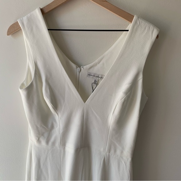 Dress The‎ Population Sandra Plunge Sheath Gown White Sz M - Picture 9 of 12